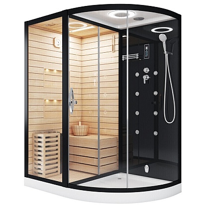 Купить Душевая кабина с сауной Teymi Solli L Black для квартиры с доставкой 