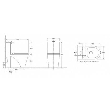 Унитаз компакт WeltWasser WW WELZBACH 001GL-WT белый глянец Унитаз компакт WeltWasser WW WELZBACH 001GL-WT белый глянец