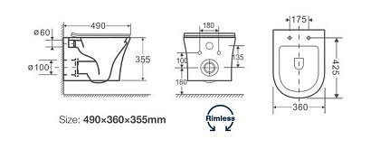 Подвесной унитаз Cerutti Adige Aria CT7837 Подвесной унитаз Cerutti Adige Aria CT7837