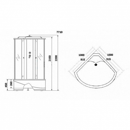 Душевая кабина Niagara Luxe NG-7710W 100х100 с высоким поддоном Душевая кабина Niagara Luxe NG-7710W 100х100 с высоким поддоном