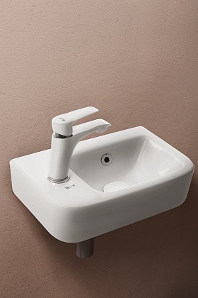 Подвесная раковина WeltWasser WW AISBACH 10100 L белый глянец Подвесная раковина WeltWasser WW AISBACH 10100 L белый глянец
